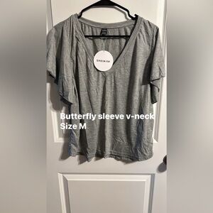 Butterfly sleeve V-neck